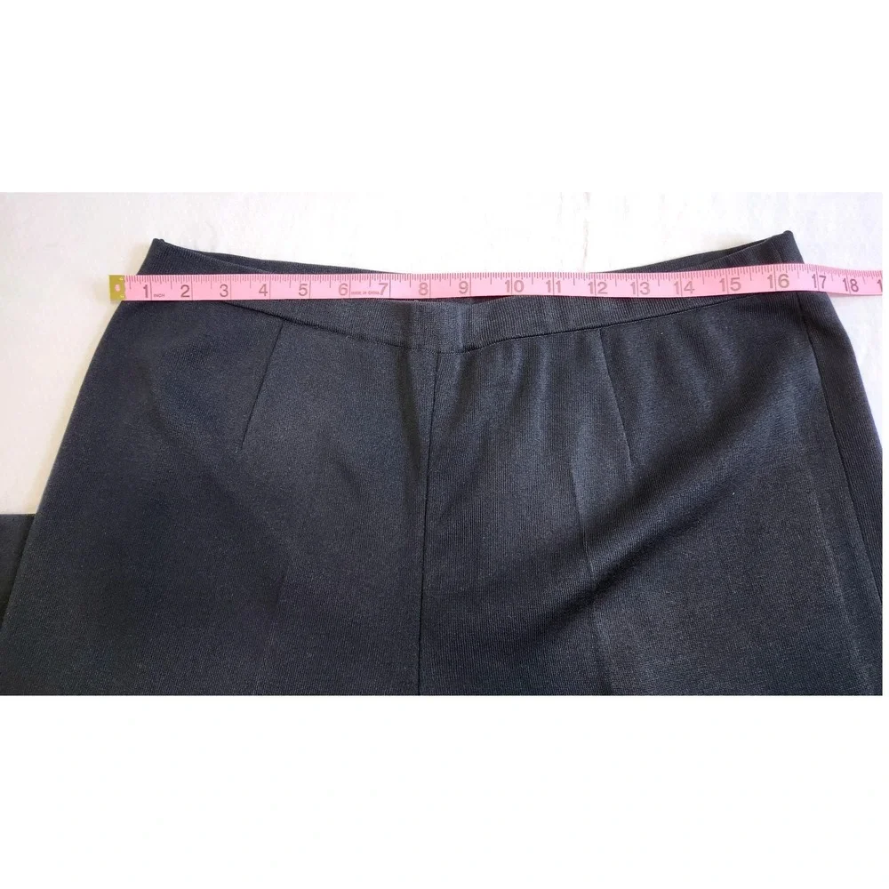 Ming Wang Black Knit Pull On Straight Leg Pants Side Slit Womens Large